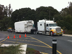 The NPOESS Preparatory Project (NPP) climate satellite arrives at Vandenberg Air Force Base in preparation for its October launch. Credit: NASA/Jerry Nagy