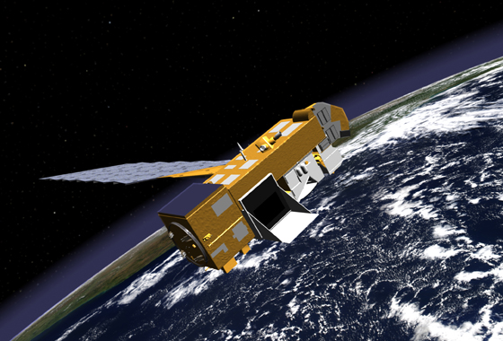 Artist's concept of the Aura spacecraft. Credit: NASA