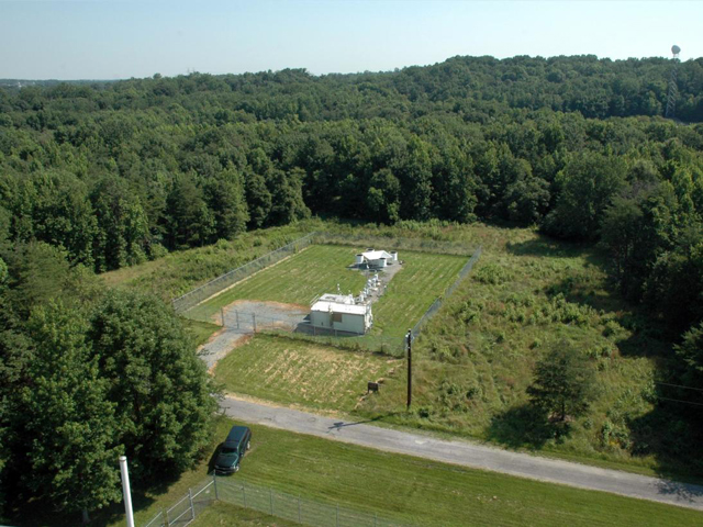 The DISCOVER-AQ aircraft will fly over this ground station in Beltsville and five other locations in Maryland. Credit: Maryland Department of the Environment/Jennifer Hains