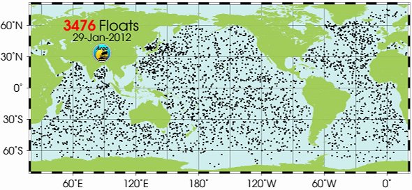 A chart shows the global reach of the network of Argo floats. (Credit: Argo Project Office)