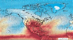 Note the hot tropical air being pumped towards Texas and Oklahoma. (Credit: NASA/Goddard Earth Science Data and Information Center)