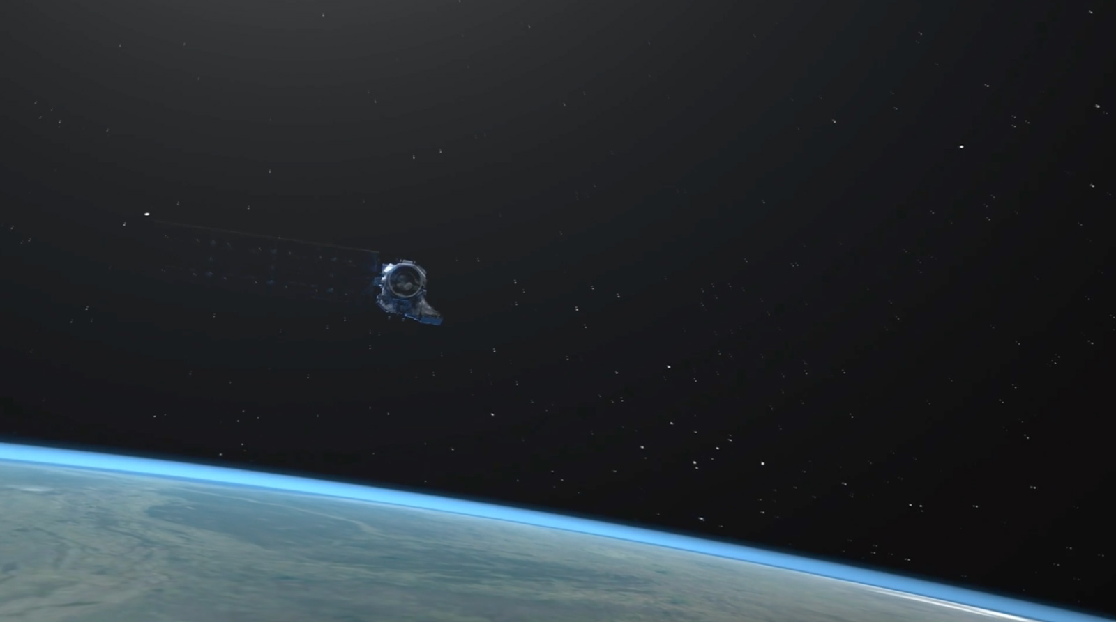 Illustration of Landsat spacecraft above Earth