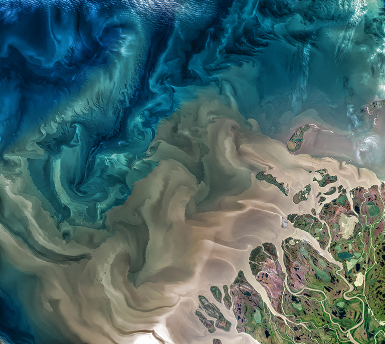 The Mackenzie River in Canada plays a major role in Arctic climate as warmer fresh water mixes with cold seawater. 