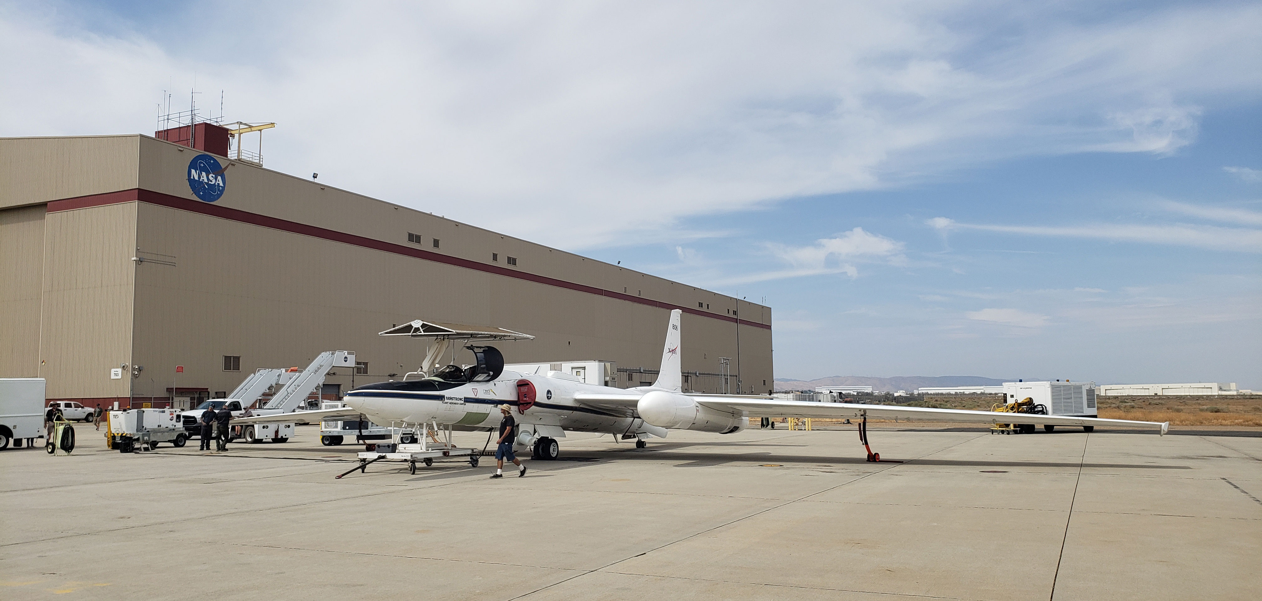 A photo of a NASA ER-2 high-altitude aircraft with the AVIRIS and HyTES instruments installed. Credit: NASA
