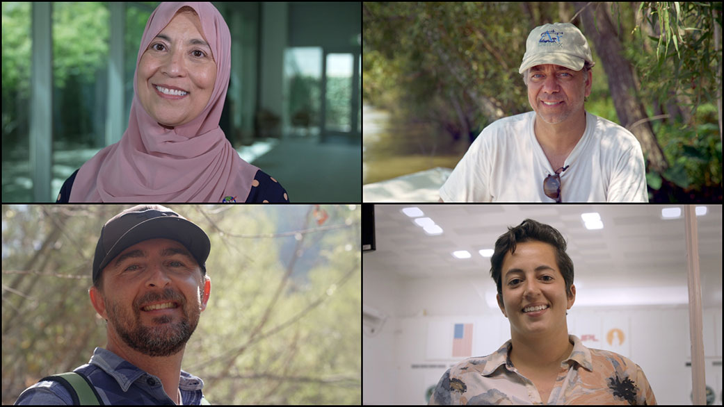 Clockwise from top left, Tahani Amer, Marc Simard, Christine Gebara, and Cedric David