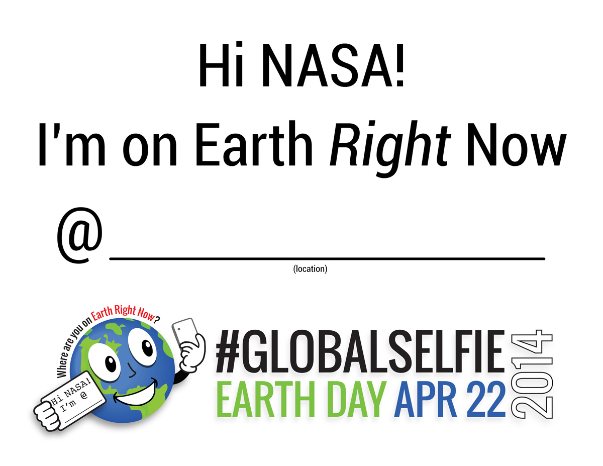 Click the #GlobalSelfie sign for download.