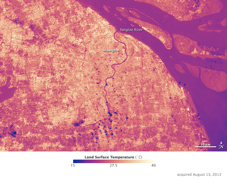 “Urban heat island” effect in Shanghai