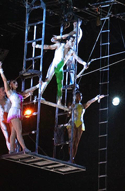 Rolando Bells on the launch pad preparing to take flight, while Kristin Finley and the rest of the Tunizianis act as support crew. 