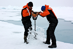 Scientists drilling