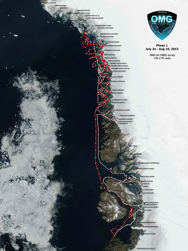 M/V Cape Race ship track for phase 1 of 2015 OMG survey